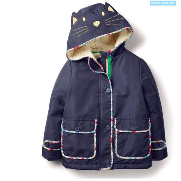 Mini Boden Other - Mini Boden Navy Blue Hooded Sherpa-Lined Anorak Cat Jacket Size: 5-6 Youth